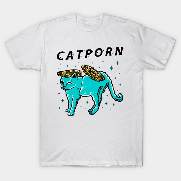 CAT + POPCORN T-Shirt by HamsterOver